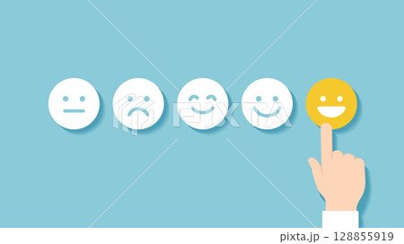 満足度評価カード／レビュー選択のベクター素材 | 背景 アイキャッチ 128855919