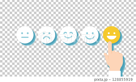 満足度評価カード／レビュー選択のベクター素材 | 背景 アイキャッチ 128855919