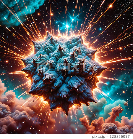 Starry Sparks Amid Cosmic Swirls 128856057