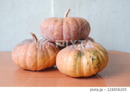 Traditional Pumpkin on Tabletop 128856205