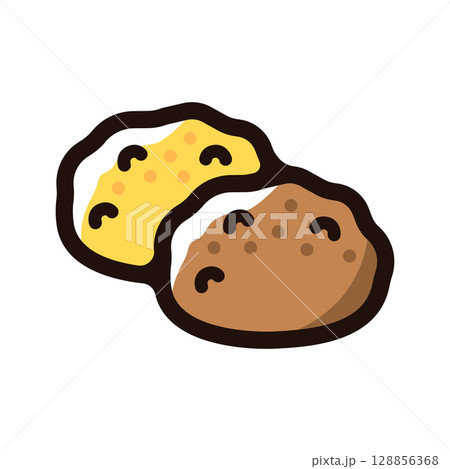 おはぎ、ぼた餅のイラストアイコン（スイーツ・和菓子・食べ物メニュー素材） 128856368