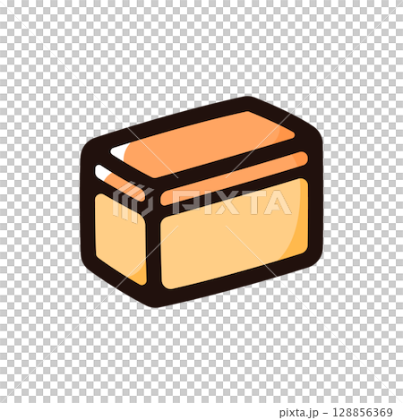 カステラのイラストアイコン（スイーツ・和菓子・食べ物メニュー素材） 128856369