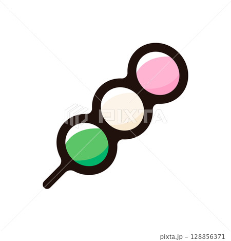 団子のイラストアイコン（スイーツ・和菓子・食べ物メニュー素材） 128856371