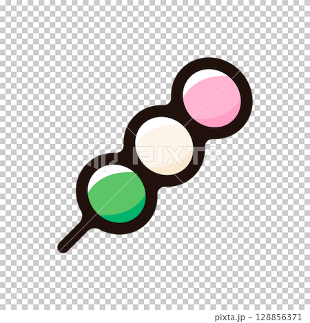 団子のイラストアイコン（スイーツ・和菓子・食べ物メニュー素材） 128856371