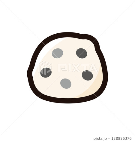 豆大福のイラストアイコン（スイーツ・和菓子・食べ物メニュー素材） 128856376