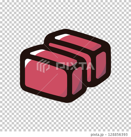 羊羹のイラストアイコン（スイーツ・和菓子・食べ物メニュー素材） 128856393