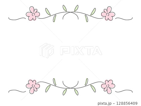 手描きのラフな花模様の装飾フレーム 手描きのラフな花模様の装飾フレーム 128856409