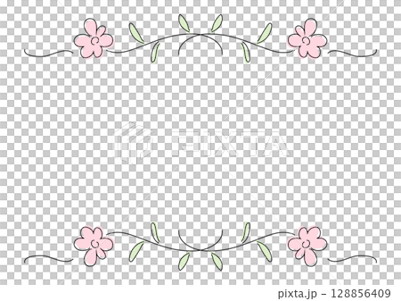 手描きのラフな花模様の装飾フレーム 手描きのラフな花模様の装飾フレーム 128856409