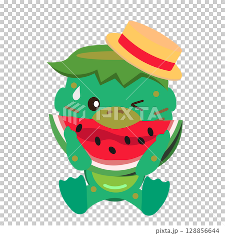 河童咬西瓜的插圖 128856644