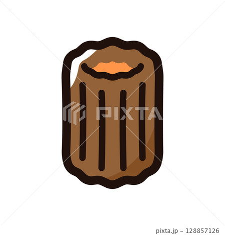 カヌレのイラストアイコン（ケーキ・スイーツ・食べ物メニュー素材） 128857126