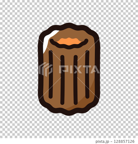 カヌレのイラストアイコン（ケーキ・スイーツ・食べ物メニュー素材） 128857126
