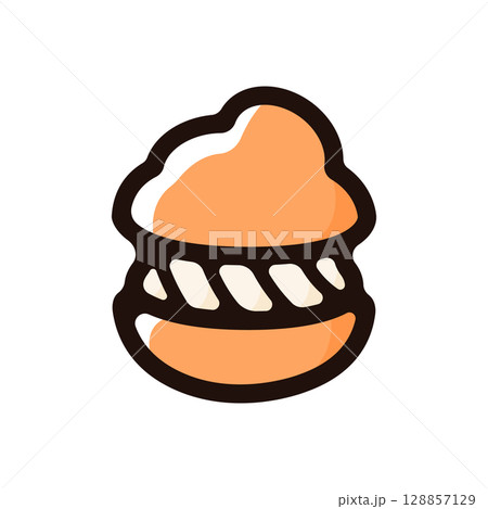 シュークリームのイラストアイコン（ケーキ・スイーツ・食べ物メニュー素材） 128857129