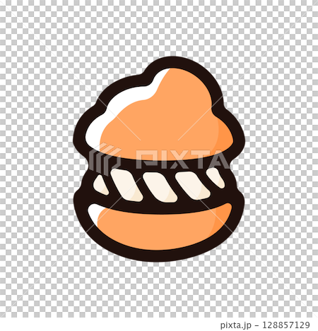 シュークリームのイラストアイコン（ケーキ・スイーツ・食べ物メニュー素材） 128857129