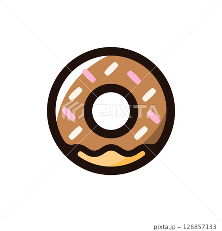 ドーナツのイラストアイコン（ファストフード・スイーツ・食べ物メニュー素材） 128857133
