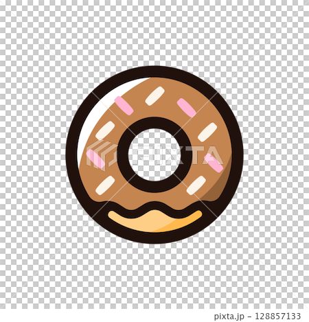 ドーナツのイラストアイコン（ファストフード・スイーツ・食べ物メニュー素材） 128857133