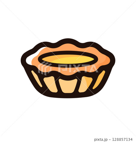 エッグタルトのイラストアイコン（スイーツ・スイーツ・食べ物メニュー素材） 128857134