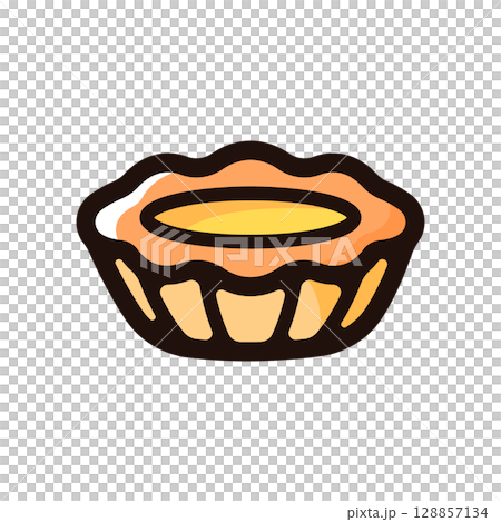 エッグタルトのイラストアイコン（スイーツ・スイーツ・食べ物メニュー素材） 128857134