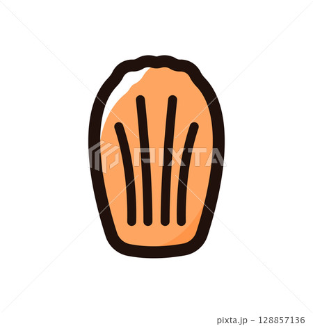 マドレーヌのイラストアイコン（ケーキ・スイーツ・食べ物メニュー素材） 128857136