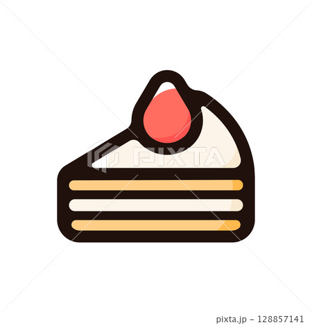 ショートケーキのイラストアイコン(ケーキ・スイーツ・食べ物メニュー素材) ショートケーキのイラストアイコン(ケーキ・スイーツ・食べ物メニュー素材) 128857141