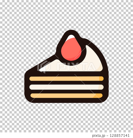 ショートケーキのイラストアイコン(ケーキ・スイーツ・食べ物メニュー素材) ショートケーキのイラストアイコン(ケーキ・スイーツ・食べ物メニュー素材) 128857141