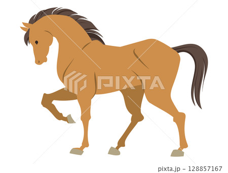 片足を上げて立つ馬のイラスト 128857167
