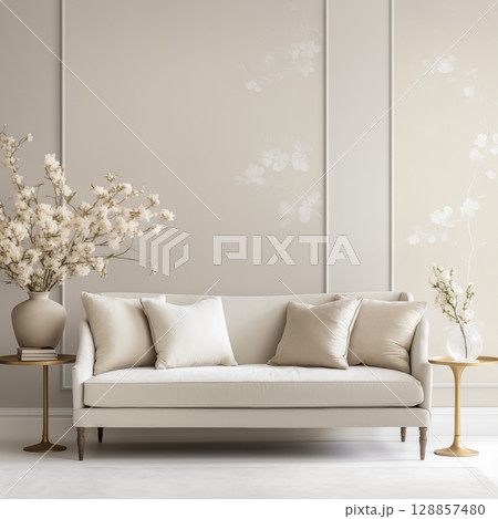 Modern, luxurious, white-cream hall 128857480