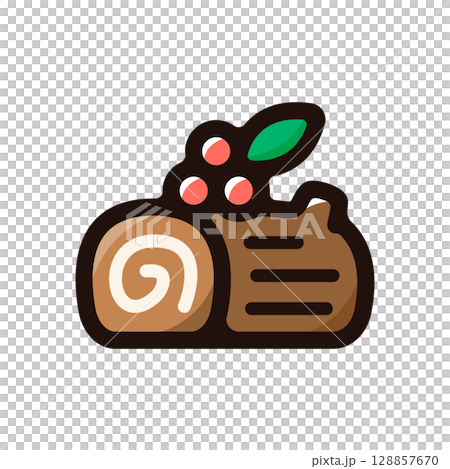 Illustration icon of Buche de Noel (Christmas, sweets, food menu material) Illustration icon of Buche de Noel (Christmas, sweets, food menu material) 128857670