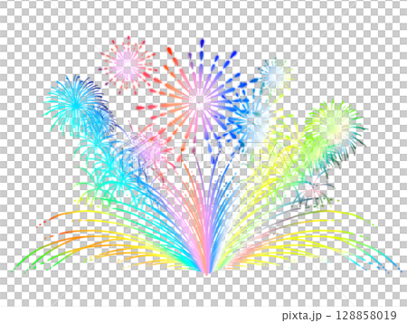 カラフルな花火3/5 128858019
