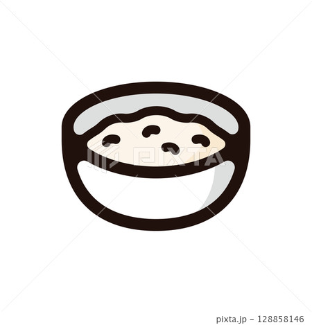 ライスプディングのイラストアイコン（お菓子・スイーツ・食べ物メニュー素材） 128858146