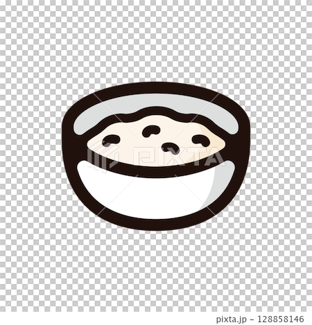 ライスプディングのイラストアイコン（お菓子・スイーツ・食べ物メニュー素材） 128858146