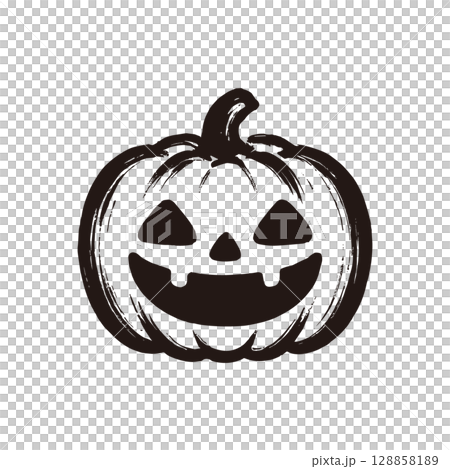 Brush-style Halloween pumpkin/Jack-o'-lantern ink painting illustration (white background) Brush-style Halloween pumpkin/Jack-o'-lantern ink painting illustration (white background) 128858189