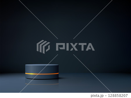 luxury podium mockup with glowing orange ring on dark background for product display or branding presentation scene 3d modern showcase in elegant futuristic environment luxury podium mockup with glowing orange ring on dark background for product display or branding presentation scene 3d modern showcase in elegant futuristic environment 128858207