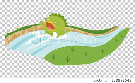 河童の川流れ（ことわざイラスト） 128858543