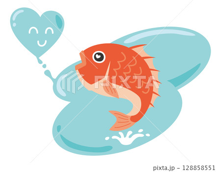 魚心あれば水心(ことわざイラスト) 魚心あれば水心(ことわざイラスト) 128858551