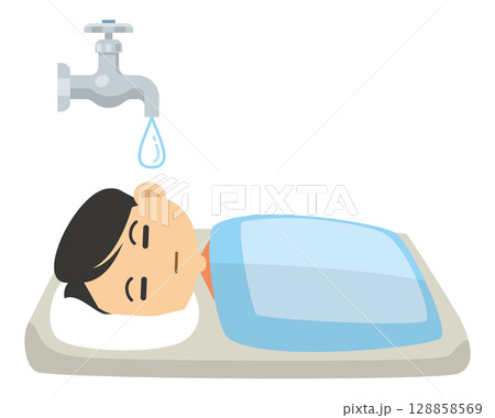 寝耳に水（ことわざイラスト） 128858569