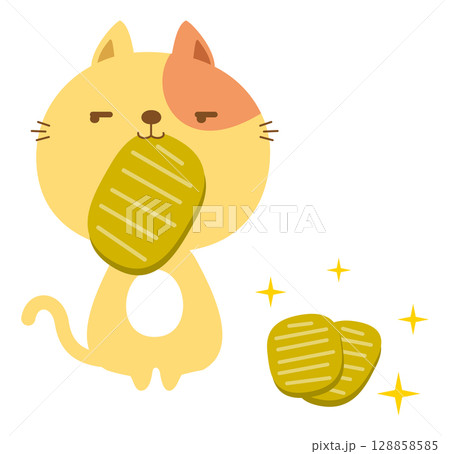 猫に小判（ことわざイラスト） 128858585