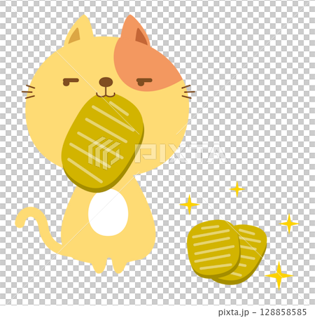 猫に小判（ことわざイラスト） 128858585