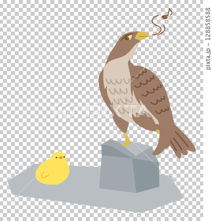 聰明的鷹會隱藏自己的爪子（諺語插圖） 128858588