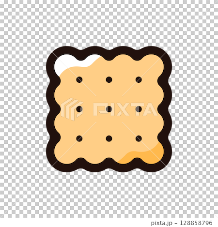 クラッカーのイラストアイコン（お菓子・スイーツ・食べ物メニュー素材） 128858796