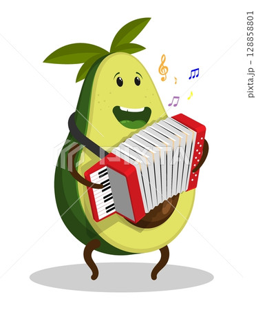 Cheerful avocado character musician on...のイラスト素材 [128858801] - PIXTA