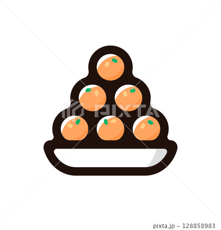 ラドゥーのイラストアイコン（インド・お菓子・食べ物メニュー素材） 128858983