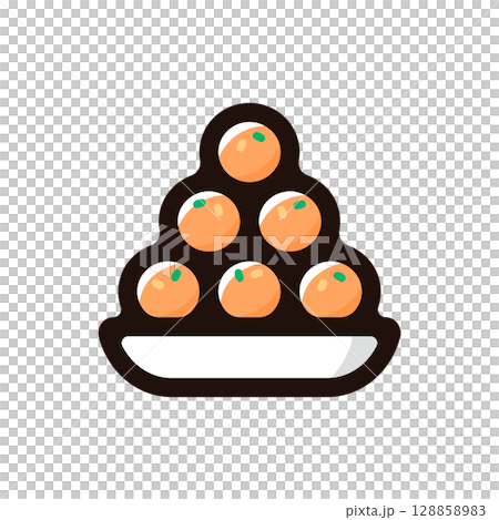 ラドゥーのイラストアイコン（インド・お菓子・食べ物メニュー素材） 128858983