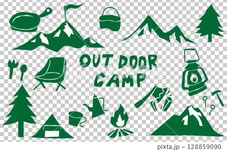 戶外剪紙插圖素材集 128859090