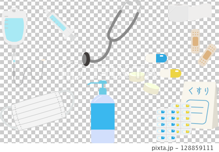 Simple medical related illustration material set 128859111