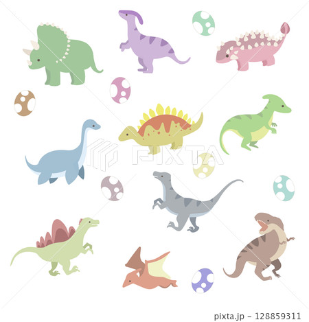 かわいい恐竜のイラスト詰め合わせセット 128859311