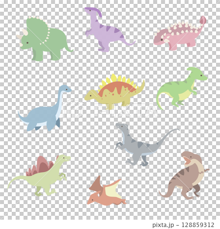 一組簡單可愛的恐龍插畫 128859312