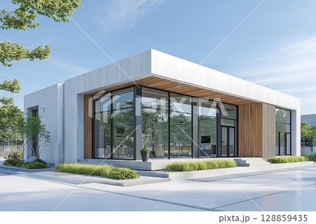 白いおしゃれな店舗 128859435