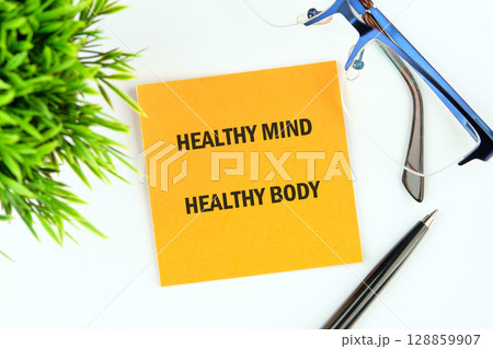 The concept phrase is HEALTHY MIND HEALTHY BODY. The concept of beauty and health. Physical activity for body and mind relaxation, healthy lifestyle habits concept The concept phrase is HEALTHY MIND HEALTHY BODY. The concept of beauty and health. Physical activity for body and mind relaxation, healthy lifestyle habits concept 128859907