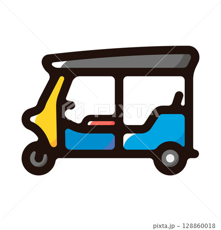 トゥクトゥクのイラストアイコン(タイ・観光・乗り物交通素材) トゥクトゥクのイラストアイコン(タイ・観光・乗り物交通素材) 128860018