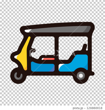 嘟嘟車插圖圖示（泰國、旅遊、交通資料） 128860018